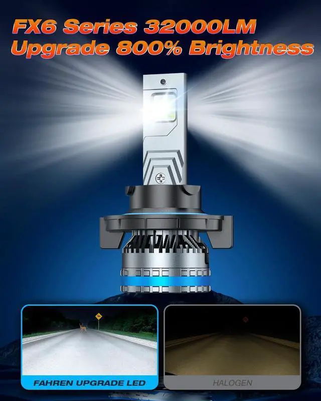 Alt view image 2 of 7 - H13 Fog Light Bulbs, 32000LM Real 1:1 Size Super Bright 9008 Bulbs, 6500K Light with Play and Plug, 60,000 Hours Extended Lifespan, Pack of 2