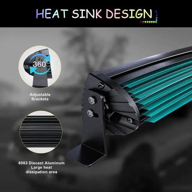 Alt view image 6 of 7 - RGB LED Light Bar 2Pcs 4" Flood LED Pods with Multi-Color Chasing RGB Halo 16 Solid Colors Over 92 Flashing Modes Offroad Lights LED Driving Lamp Fog Lights with Switch Wiring Harness