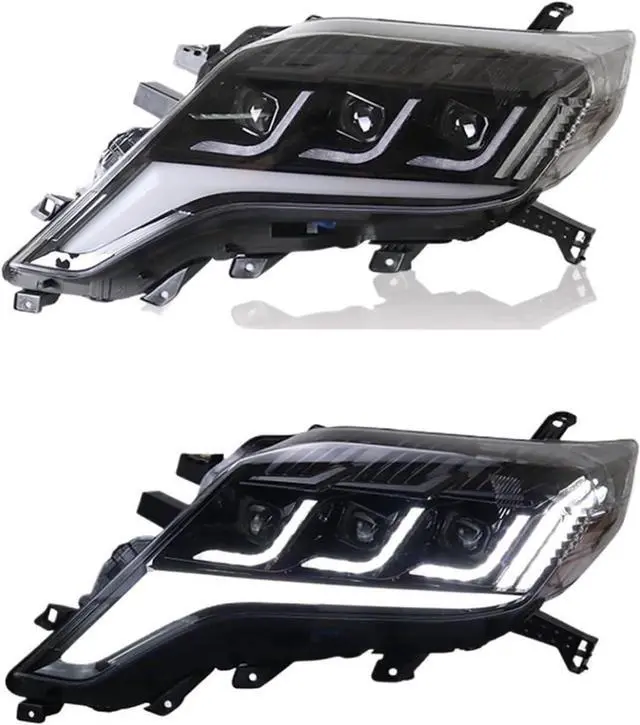 Alt view image 2 of 7 - Car Lights Compatible with Prado 2014-2017 LED Auto Headlight Assembly Upgrade Projector 3 Lens Dynamic Signal Lamp