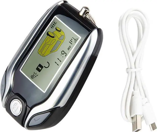 Alt view image 4 of 7 - EC204 2 Way car Alarm System with PKE Passive keyless Entry, Rechargeable LCD Pager Display & Remote Trunk Release, Shock Warning DC12V