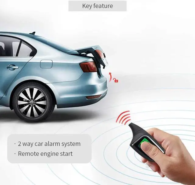 Alt view image 4 of 7 - EC205 2 Way Car Alarm System with LCD Pager Display keyless Entry Remote Engine Start Shock Sensor DC12V