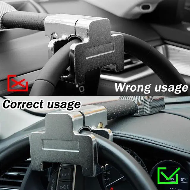 Alt view image 4 of 7 - Steering Wheel Lock with Alarm, Heavy Duty Car Anti Theft Lock Device, Compatible with Vehicle Truck, SUV, Van
