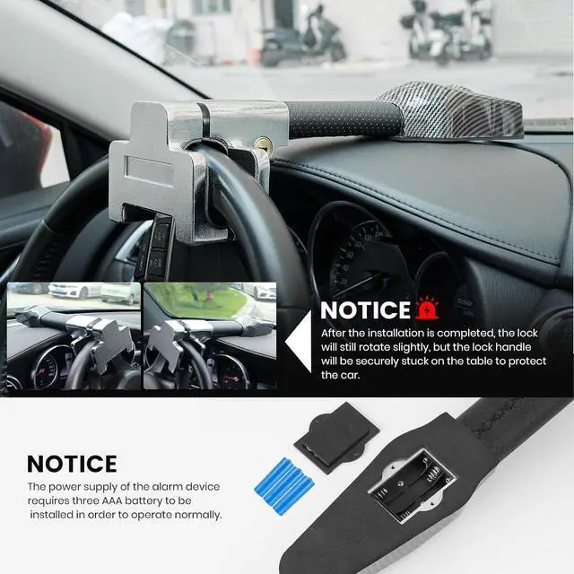 Alt view image 5 of 7 - Steering Wheel Lock with Alarm, Heavy Duty Car Anti Theft Lock Device, Compatible with Vehicle Truck, SUV, Van