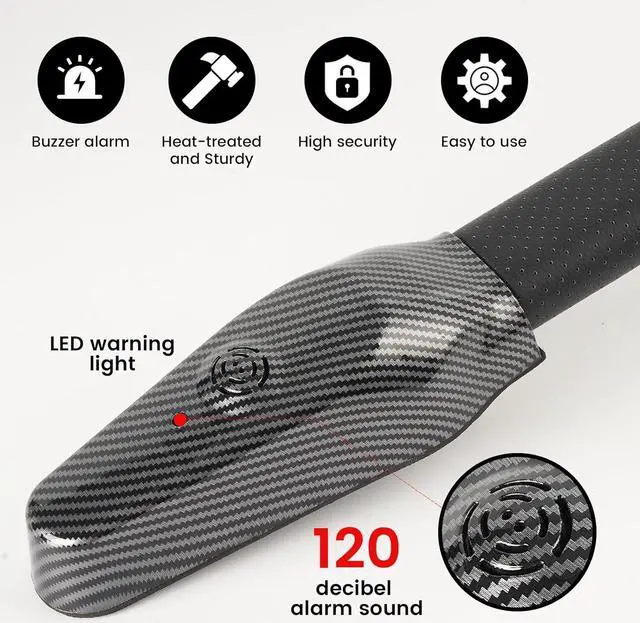 Alt view image 6 of 7 - Steering Wheel Lock with Alarm, Heavy Duty Car Anti Theft Lock Device, Compatible with Vehicle Truck, SUV, Van