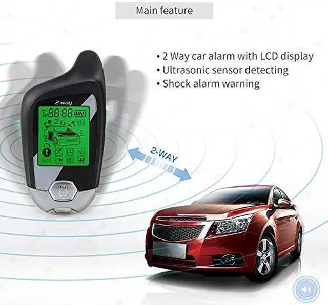 Alt view image 5 of 7 - EC203 2 Way car Alarm System with LCD Pager Display, ultrasonic Sensor & Shock Sensor DC12V
