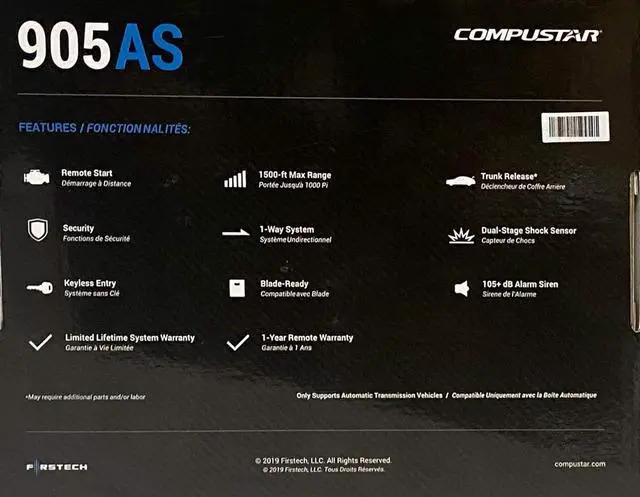 Alt view image 5 of 7 - CS905-AS All-in-One 4 Button 1 Way Alarm & Remote Start System 1500' Range