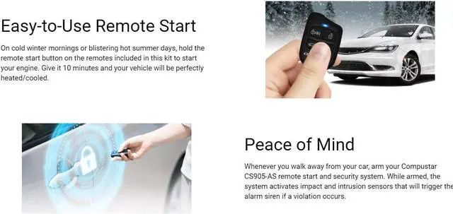 Alt view image 7 of 7 - CS905-AS All-in-One 4 Button 1 Way Alarm & Remote Start System 1500' Range