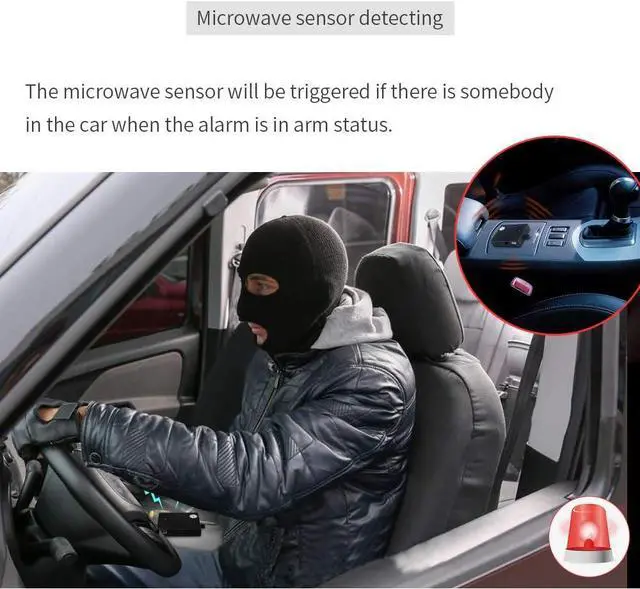 Alt view image 6 of 7 - EC202 2 Way car Alarm System with LCD Pager Display Remote Engine Start & Microwave Sensor DC12V