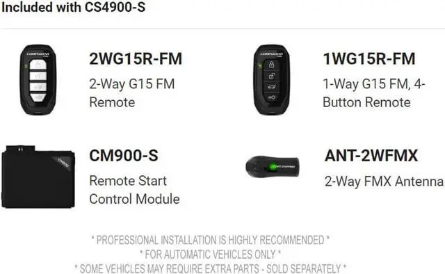 Alt view image 3 of 7 - CS4900-S (4900S) 2-Way Remote Start and Keyless Entry System with 3000-ft Range