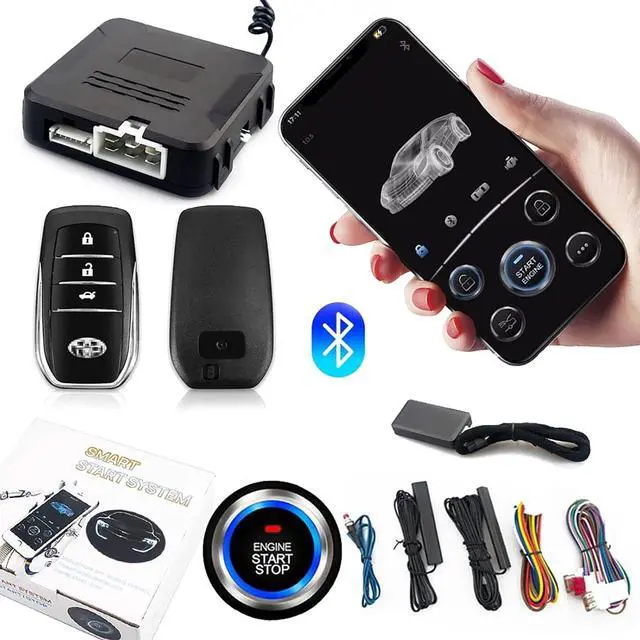 Main image of Car Remote Start Stop Kit, 12V One-Key Engine Start Anti-Theft System, PKE Passive Keyless Entry with Push Button, Bluetooth Mobile Phone APP Control, Professional Installation Needed