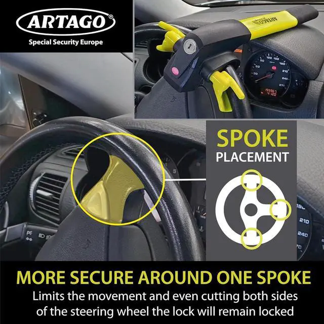 Alt view image 3 of 7 - 870 High-End Steering Wheel Lock 2in1 Without or with 120dB Alarm + Don't Touch Warning, Visible and Deterrent High Security, Universal Anti Theft Bar Locking Device for Car, Truck, Van, Camper