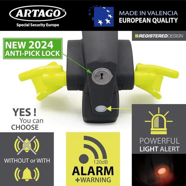 Alt view image 5 of 7 - 870 High-End Steering Wheel Lock 2in1 Without or with 120dB Alarm + Don't Touch Warning, Visible and Deterrent High Security, Universal Anti Theft Bar Locking Device for Car, Truck, Van, Camper