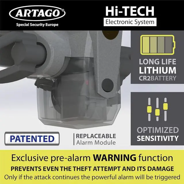 Alt view image 6 of 7 - 870 High-End Steering Wheel Lock 2in1 Without or with 120dB Alarm + Don't Touch Warning, Visible and Deterrent High Security, Universal Anti Theft Bar Locking Device for Car, Truck, Van, Camper