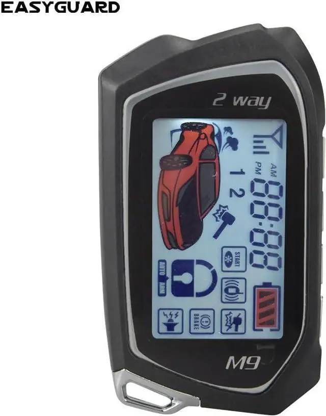 Alt view image 2 of 7 - EC207-M9 2 Way Car Alarm System with 1.73'' LCD Pager Display Push Start Button Remote Engine Timer Engine Start DC12V