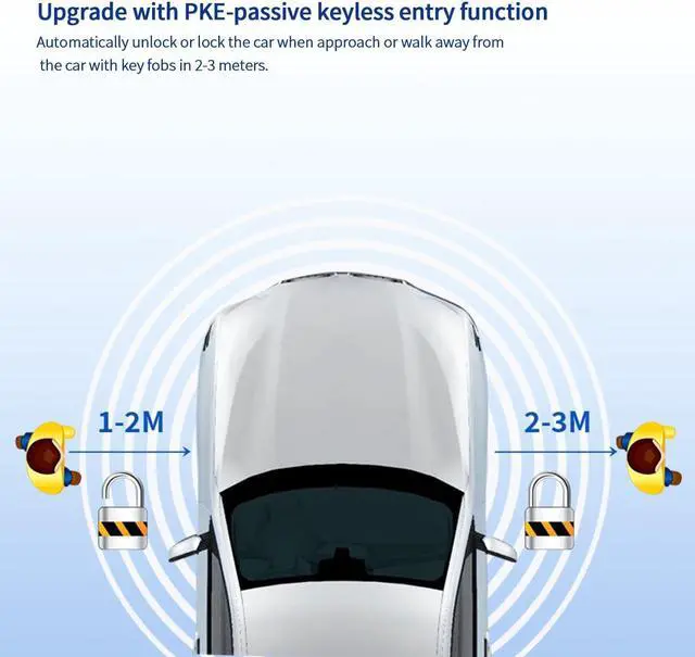Alt view image 7 of 7 - EC002-K-NS ligent car Alarm kit with Passive keyless Entry Automatically Lock Unlock car Door Remote Start Push Start and Touch Password Entry Shock Sensor