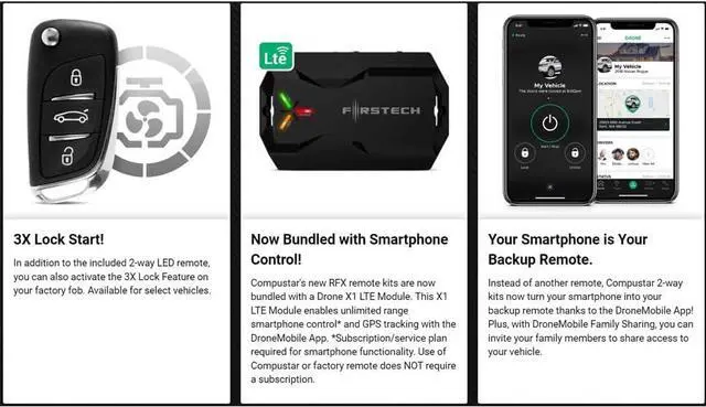 Alt view image 6 of 7 - CSX4900-S 4-Button 2-Way, 3000' Remote Start System w/Drone X1LTE