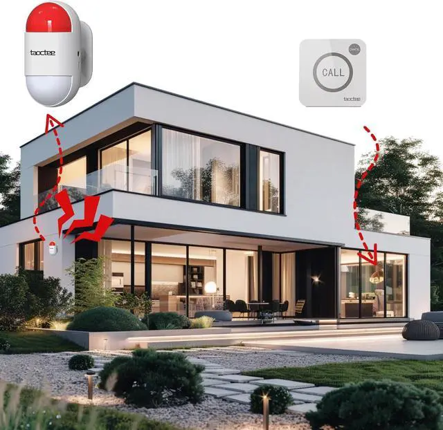 Alt view image 3 of 7 - Strobe Siren Alarm Panic Alarm Buttons Strobe Siren Remote Alarm Sound & Light Security Alarm Warning Strobe Alarm System for Home, Bussiness(Battery Operated&USB Charging)