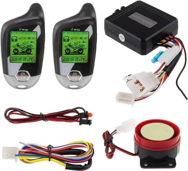 Main image of EM211 2 Way Motorcycle Alarm System with Remote Start Starter Shock Sensor tilt Motion Sensor DC12V LCD Display
