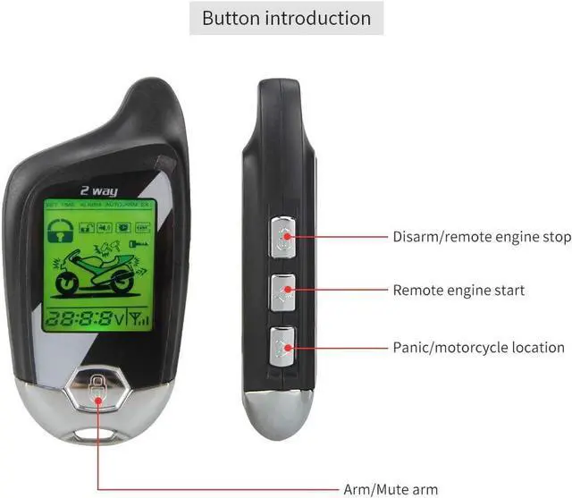 Alt view image 3 of 7 - EM211 2 Way Motorcycle Alarm System with Remote Start Starter Shock Sensor tilt Motion Sensor DC12V LCD Display