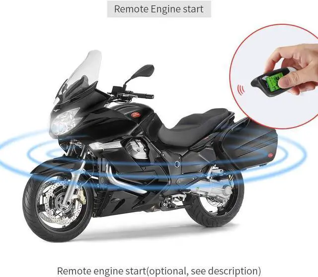 Alt view image 7 of 7 - EM211 2 Way Motorcycle Alarm System with Remote Start Starter Shock Sensor tilt Motion Sensor DC12V LCD Display