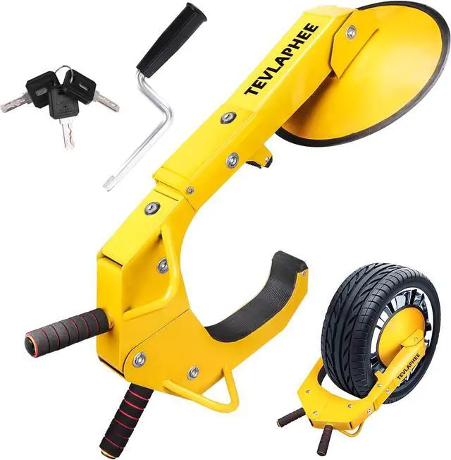 Main image of Wheel Lock - Car Boot Anti-Theft Trailers Wheel Clamp Lock Parking Boot for Cars, Trucks, SUVs, Campers - Upgraded Dual Lock Adjustable Lug Nuts Cover