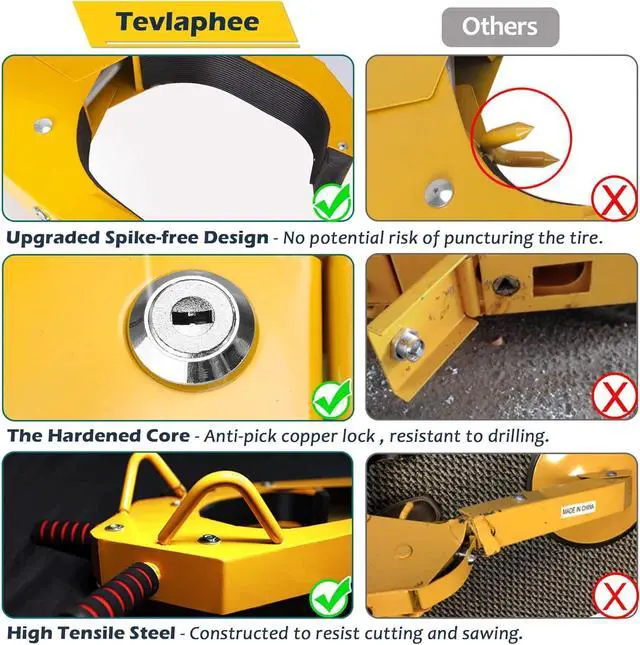 Alt view image 5 of 6 - Wheel Lock - Car Boot Anti-Theft Trailers Wheel Clamp Lock Parking Boot for Cars, Trucks, SUVs, Campers - Upgraded Dual Lock Adjustable Lug Nuts Cover