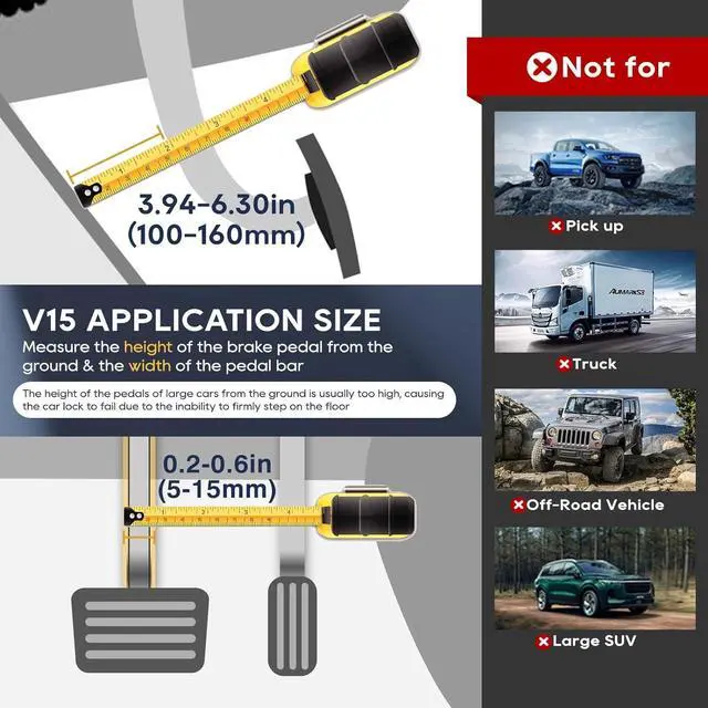 Alt view image 2 of 7 - Car Anti Theft Device Clutch Lock, Retractable Car Lock Heavy Duty Vehicle Brake Lock for SUV, Auto, Van (5-15mm Brake Pedal Stem Width)