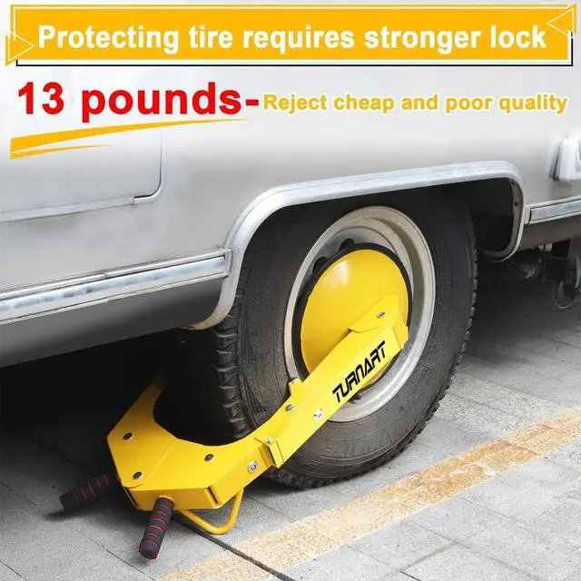 Alt view image 4 of 6 - Wheel Lock, Adjustable Anti Theft Lock, Universal, 3 Keys, Yellow