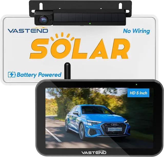 Main image of Wireless Backup Camera with 5" Monitor VASTEND Battery Powered RV Camera System 3 Mins DIY Installation Rear View Camera HD 1080P Reverse Camera for Car Van SUV Pickup Trailer Camper, VS-5A