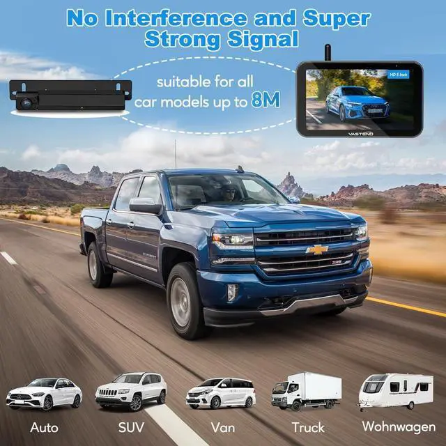 Alt view image 3 of 7 - Wireless Backup Camera with 5" Monitor VASTEND Battery Powered RV Camera System 3 Mins DIY Installation Rear View Camera HD 1080P Reverse Camera for Car Van SUV Pickup Trailer Camper, VS-5A