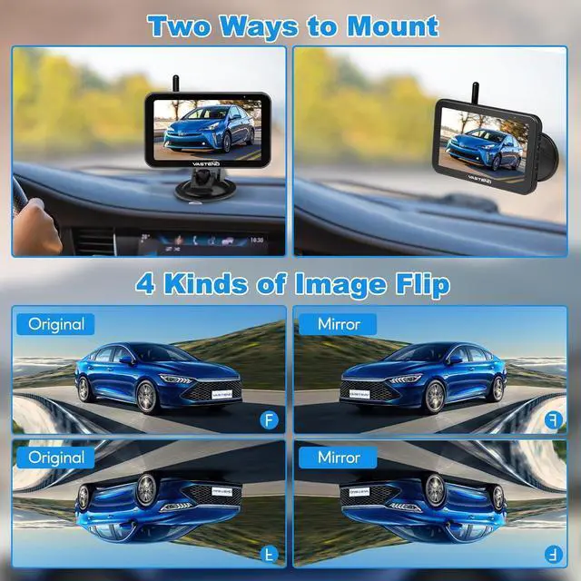 Alt view image 7 of 7 - Wireless Backup Camera with 5" Monitor VASTEND Battery Powered RV Camera System 3 Mins DIY Installation Rear View Camera HD 1080P Reverse Camera for Car Van SUV Pickup Trailer Camper, VS-5A
