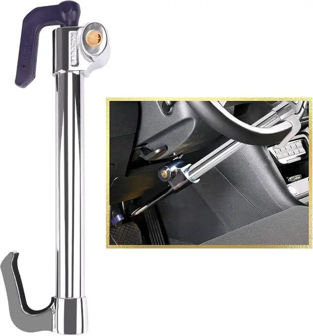 Main image of Universal Steering Wheel Brake Lock Anti-Theft Retractable Double Hook Extended Car Lock Clutch Pedal Lock for Car Truck SUV Van Security with 3 Keys(Extended)