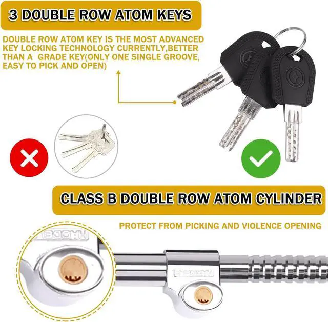 Alt view image 4 of 7 - Universal Steering Wheel Brake Lock Anti-Theft Retractable Double Hook Extended Car Lock Clutch Pedal Lock for Car Truck SUV Van Security with 3 Keys(Extended)
