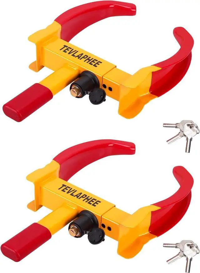 Main image of Wheel Lock Set,Trailer Security Adjustable Anti Theft Trailer Wheel Lock for Car Camper Trailers SUV Boat Motorcycle Great Deterrent 2 Packs 6 Alike Keys