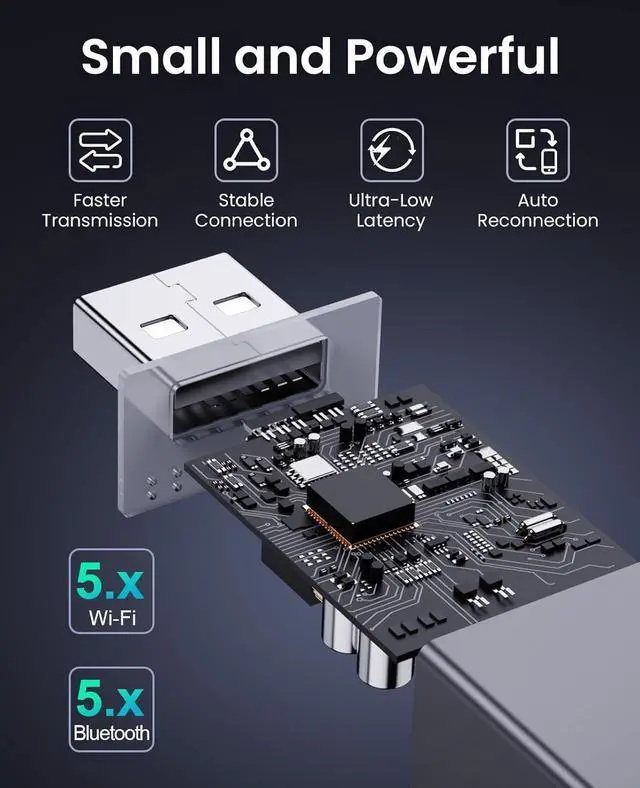Alt view image 6 of 7 - Wireless CarPlay Adapter for Plug & Play Stable Connection Converts Wired CarPlay to Wireless - Super Mini CarPlay Adapter for Cars from 2016 & iOS 10+ USB A Dark Grey