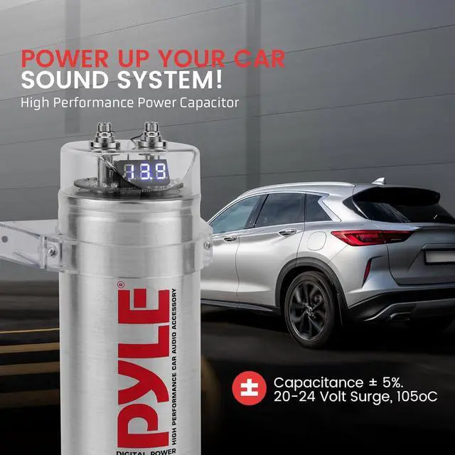 Alt view image 2 of 6 - 6.0 Farad Digital Power Capacitor - High-Performance Car Audio Accessory with Blue Digital Display Voltage Readout Over Voltage Protection Mounting Hardware DC 12-24V
