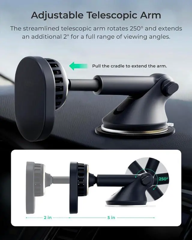 Alt view image 4 of 6 - Velox Pro MagSafe Compatible Dash & Windshield Car Mount with Wireless Charging & CryoFlow Cooling Compatible with MagSafe Phones Including iPhone 12/13/14/15/16 Series (Car Charger Included)