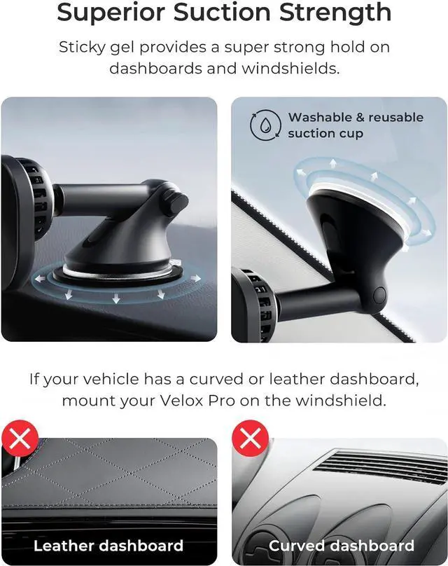 Alt view image 6 of 6 - Velox Pro MagSafe Compatible Dash & Windshield Car Mount with Wireless Charging & CryoFlow Cooling Compatible with MagSafe Phones Including iPhone 12/13/14/15/16 Series (Car Charger Included)
