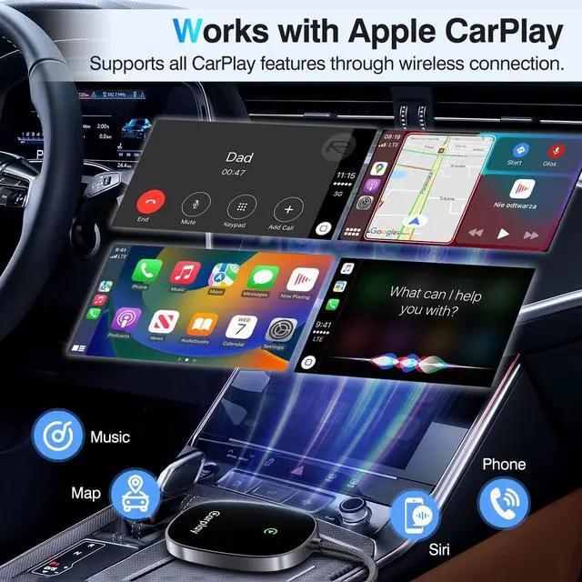 Alt view image 3 of 7 - Wireless CarPlay Adapter 2024 Upgraded, Converts Factory Wired CarPlay to Wireless, Plug and Play Car Play Wireless Adapter, Compatible with iPhone Multi-User Seamless Connection