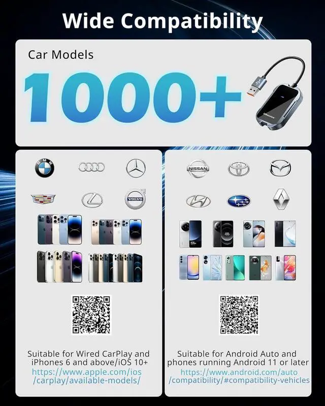 Alt view image 5 of 6 - Wireless CarPlay Adapter for Easy Conversion from Wired to Wireless in 2017 and Newer Cars, Compatible with iPhone 6 and Above, iOS 10 and Above, and Android 11 and Above