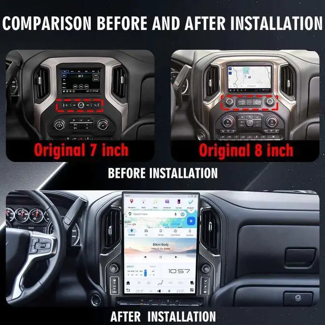 Alt view image 2 of 6 - 15.6 Inch Touch Screen Android Car Radio for GMC Sierra Chevrolet Silverado 2019 2020 2021 2022 2023 Android Head Unit Wirless Carplay GPS Navigation Screen Upgrade Multimedia Player Android Auto