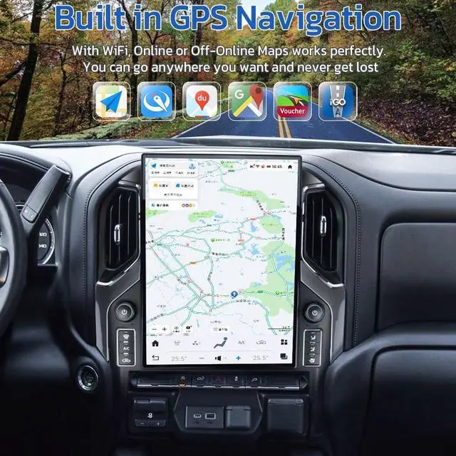 Alt view image 3 of 6 - 15.6 Inch Touch Screen Android Car Radio for GMC Sierra Chevrolet Silverado 2019 2020 2021 2022 2023 Android Head Unit Wirless Carplay GPS Navigation Screen Upgrade Multimedia Player Android Auto