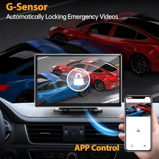 Alt view image 6 of 7 - Wireless Car Play with 4K Dash Cam, 9'' Portable Carplay & Android Auto Car Stereo, Carplay Screen with 1080p Backup Camera, GPS Navigation/Mirror Link/Voice Control/Bluetooth/Touchscreen