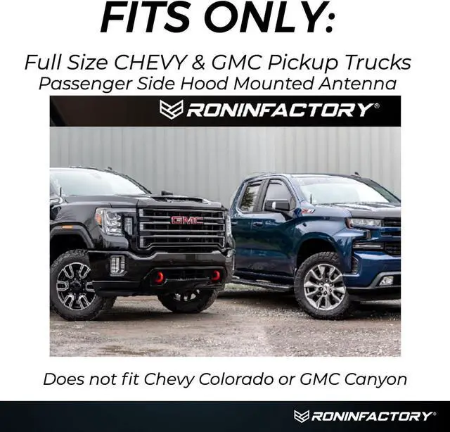 Alt view image 5 of 7 - Bullet Antenna Chevy Silverado & GMC Sierra Trucks - 50 Cal Truck Antenna Accessories - Anti Theft - Carwash Safe - Short Replacement Antenna for Truck (SmartLock)