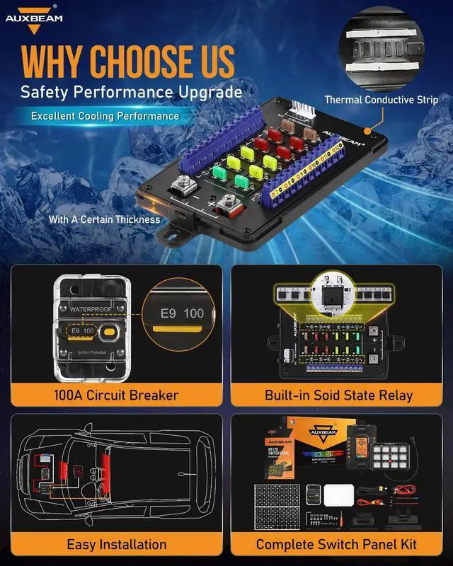 Alt view image 5 of 7 - 12 Gang Switch Panel RB120 Toggle Momentary Pulsed RGB Dimmable Switch Panel Multifunction Switch Panel Two Sided Output Marine Switch Panel IP65 Waterproof for Car Boat RV, 2 Years Warranty