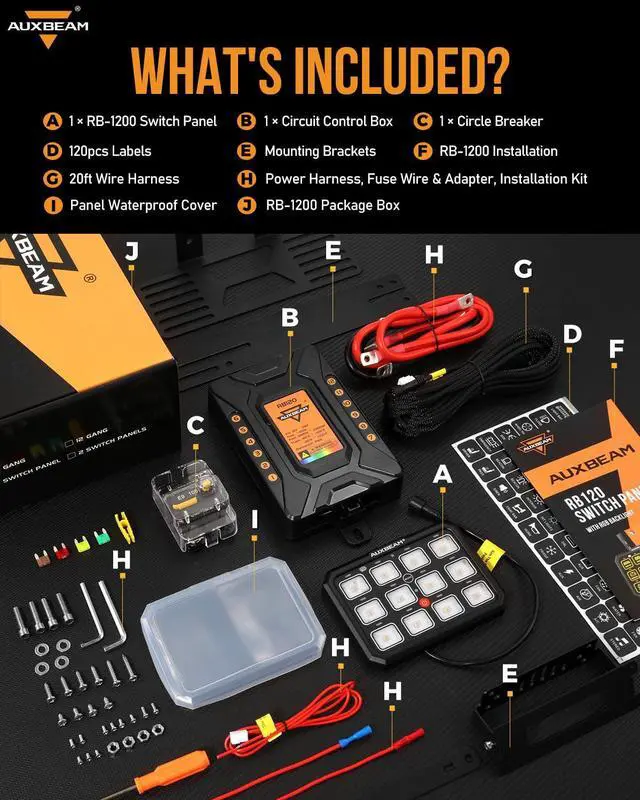 Alt view image 7 of 7 - 12 Gang Switch Panel RB120 Toggle Momentary Pulsed RGB Dimmable Switch Panel Multifunction Switch Panel Two Sided Output Marine Switch Panel IP65 Waterproof for Car Boat RV, 2 Years Warranty