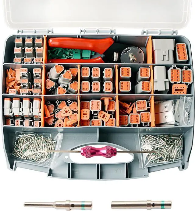 Main image of 452 Pcs Grey DT Deutsch Connector Kit, 2 3 4 6 8 12 Pin Waterproof DT Connector, DT Connector Removal Tool, Contacts Extraction Tools, Automotive Repair Accessory Kit, Seal Plugs