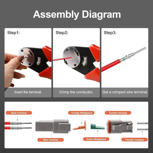Alt view image 7 of 7 - 452 Pcs Grey DT Deutsch Connector Kit, 2 3 4 6 8 12 Pin Waterproof DT Connector, DT Connector Removal Tool, Contacts Extraction Tools, Automotive Repair Accessory Kit, Seal Plugs