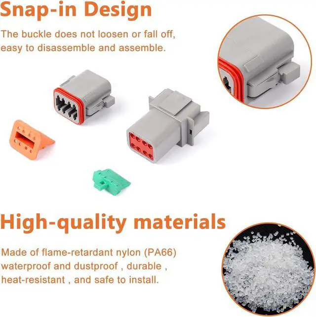 Alt view image 4 of 7 - Deutsch Connectors Kit 635PCS - 2/3/4/6/8/12 Pin DT Connectors with Removal Tool, Size 16 Solid Terminal Contacts - 14-18 AWG for Automotive Application
