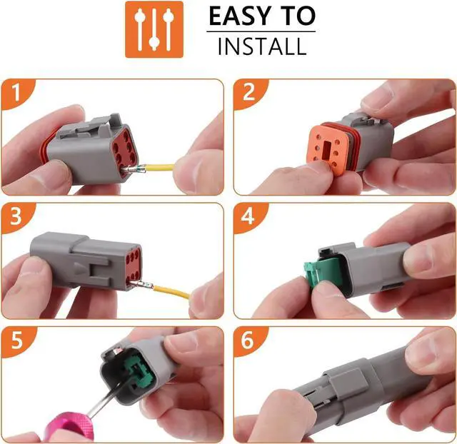Alt view image 7 of 7 - Deutsch Connectors Kit 635PCS - 2/3/4/6/8/12 Pin DT Connectors with Removal Tool, Size 16 Solid Terminal Contacts - 14-18 AWG for Automotive Application